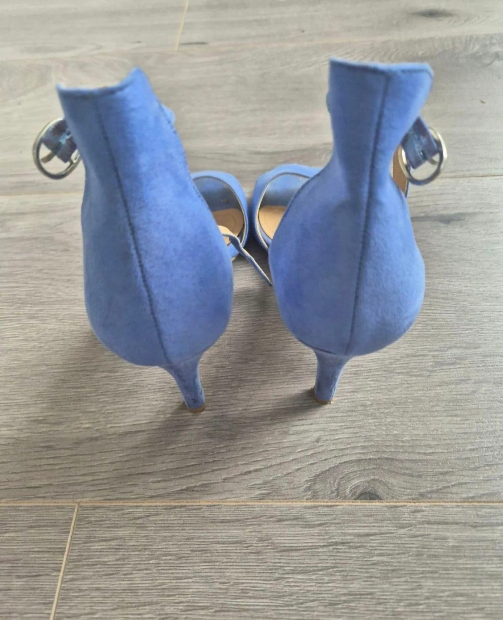 H&M Light Blue Suede-Look Heels with Ankle Strap | Size 37 – photo 3